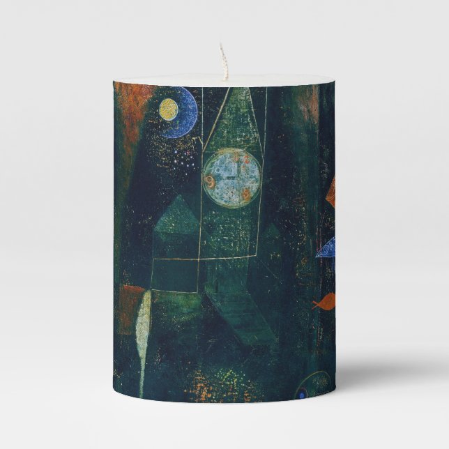 Paul Klee Fish Magic Abstract Painting Graphic Art Pillar Candle (Front)