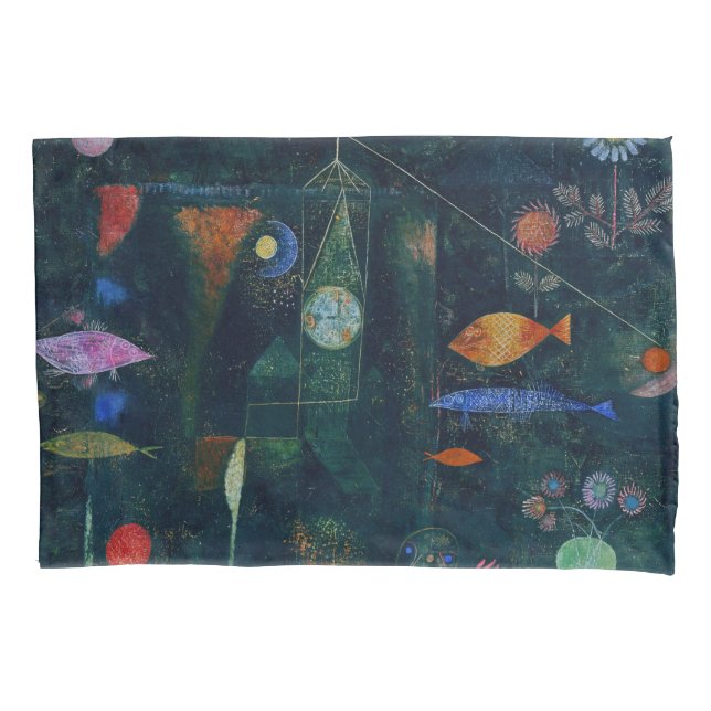 Paul Klee Fish Magic Abstract Painting Graphic Art Pillow Case (Front)