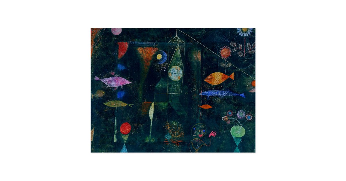Paul Klee Fish Magic Abstract Painting Graphic Art Postcard Zazzle