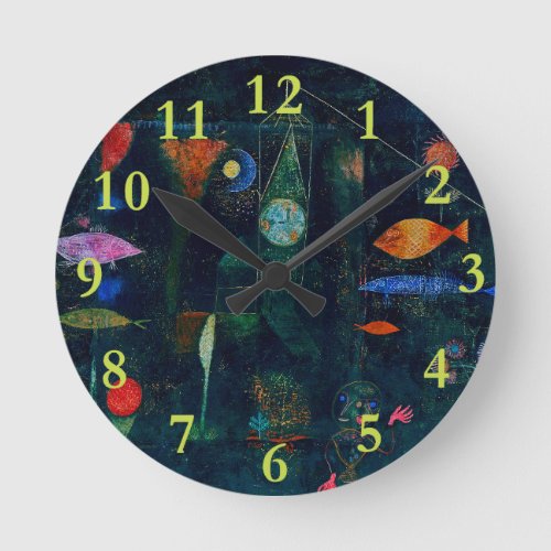 Paul Klee Fish Magic Abstract Painting Graphic Art Round Clock