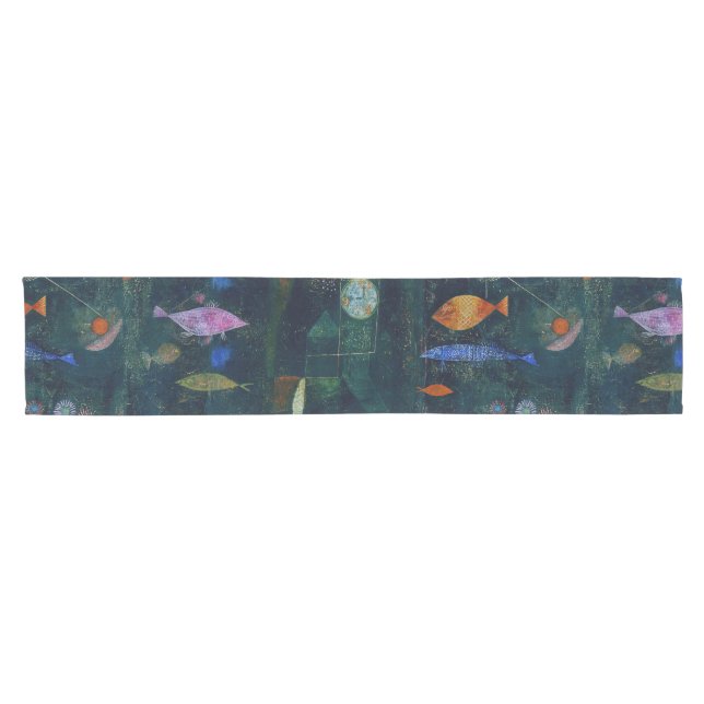 Paul Klee Fish Magic Abstract Painting Graphic Art Short Table Runner (Horizontal)