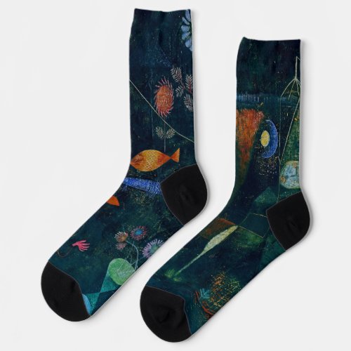 Paul Klee Fish Magic Abstract Painting Graphic Art Socks