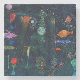 Paul Klee Fish Magic Abstract Painting Graphic Art Stone Coaster