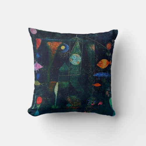 Paul Klee Fish Magic Abstract Painting Graphic Art Throw Pillow