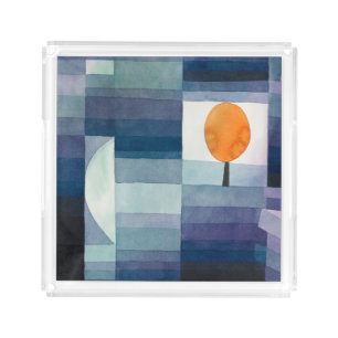 Paul Klee Harbinger of Autumn Blue Modern Abstract Acrylic Tray