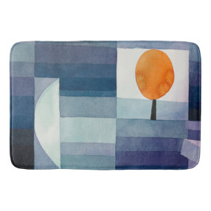 Paul Klee Harbinger of Autumn Blue Modern Abstract Bath Mat