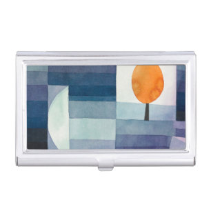 Paul Klee Harbinger of Autumn Blue Modern Abstract Business Card Case