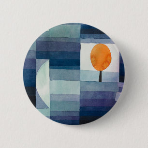 Paul Klee Harbinger of Autumn Blue Modern Abstract Button
