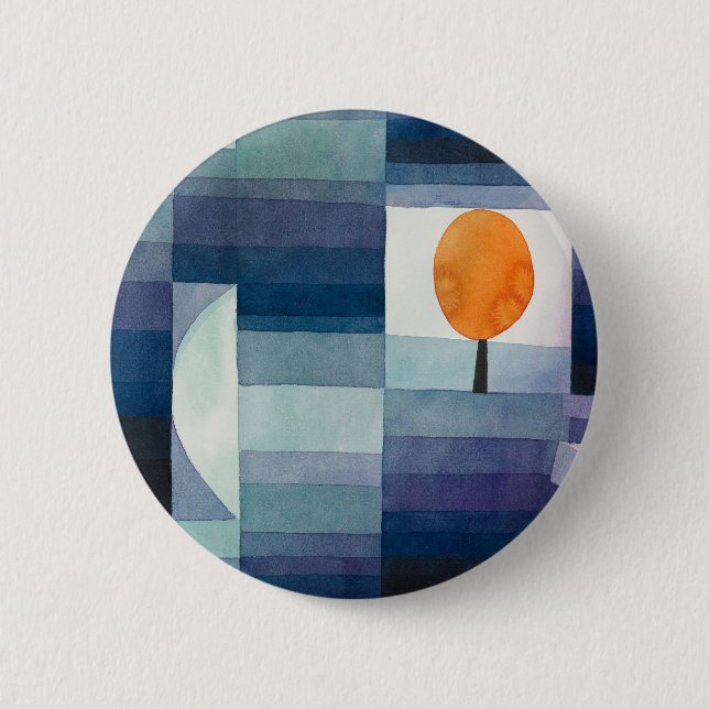 Paul Klee Harbinger of Autumn Blue Modern Abstract Button (Front)