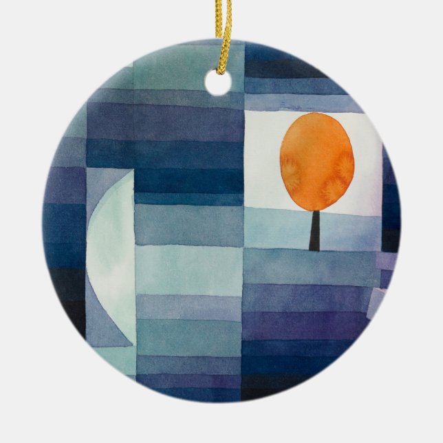 Paul Klee Harbinger of Autumn Blue Modern Abstract Ceramic Ornament (Front)