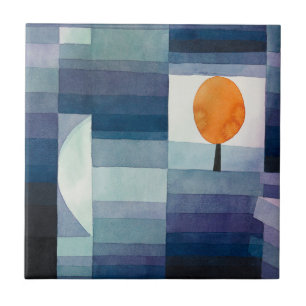 Paul Klee Harbinger of Autumn Blue Modern Abstract Ceramic Tile