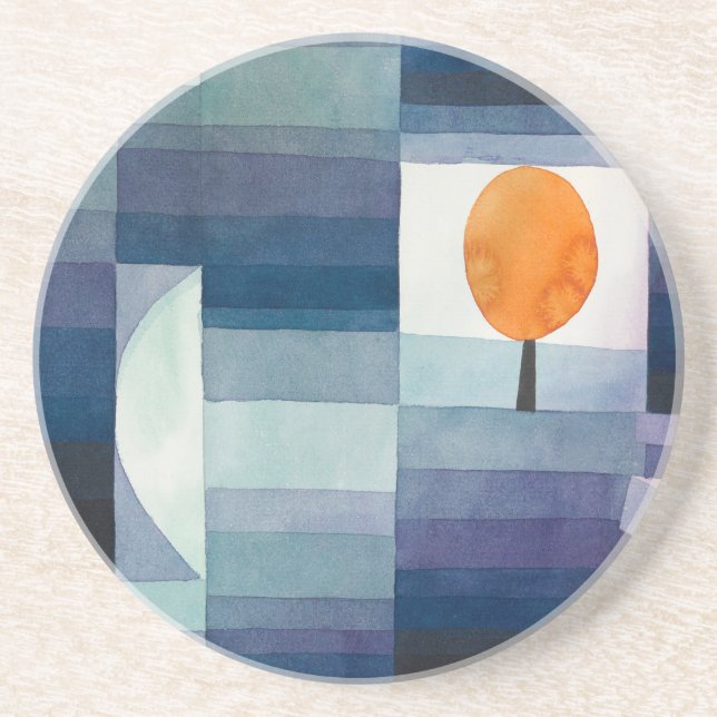 Paul Klee Harbinger of Autumn Blue Modern Abstract Coaster (Front)