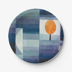 Paul Klee Harbinger of Autumn Blue Modern Abstract Paper Plates