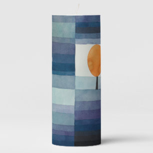 Paul Klee Harbinger of Autumn Blue Modern Abstract Pillar Candle