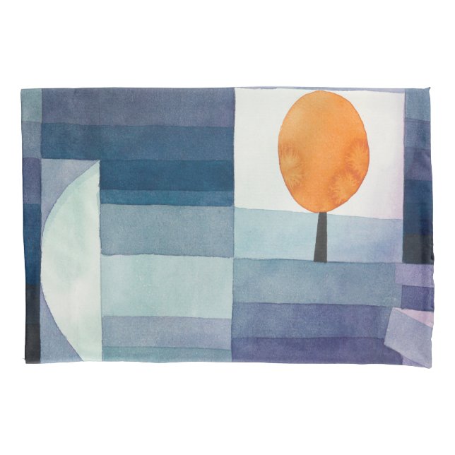 Paul Klee Harbinger of Autumn Blue Modern Abstract Pillow Case (Front)
