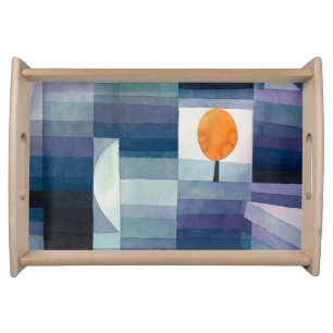 Paul Klee Harbinger of Autumn Blue Modern Abstract Serving Tray