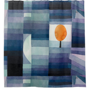 Paul Klee Harbinger of Autumn Blue Modern Abstract Shower Curtain