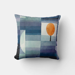 Paul Klee Harbinger of Autumn Blue Modern Abstract Throw Pillow