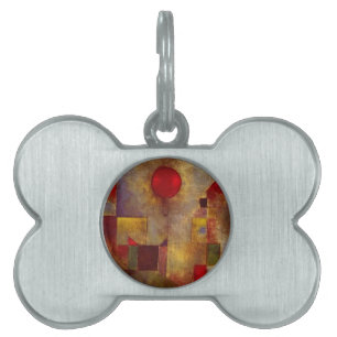 Paul Klee Red Balloon Abstract Colorful Art Pet Name Tag