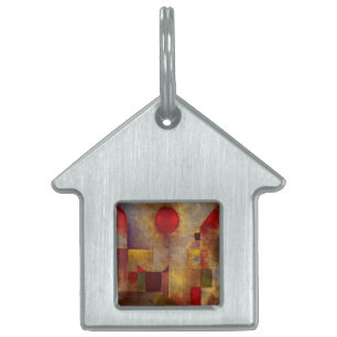 Paul Klee Red Balloon Abstract Colorful Art Pet Name Tag