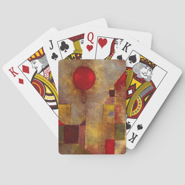Paul Klee Red Balloon Abstract Colorful Art  Poker Cards (Back)