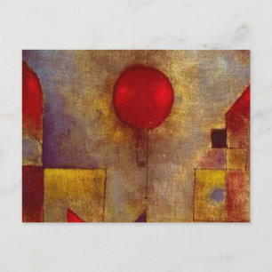 Paul Klee Red Balloon Abstract Colorful Art  Postcard