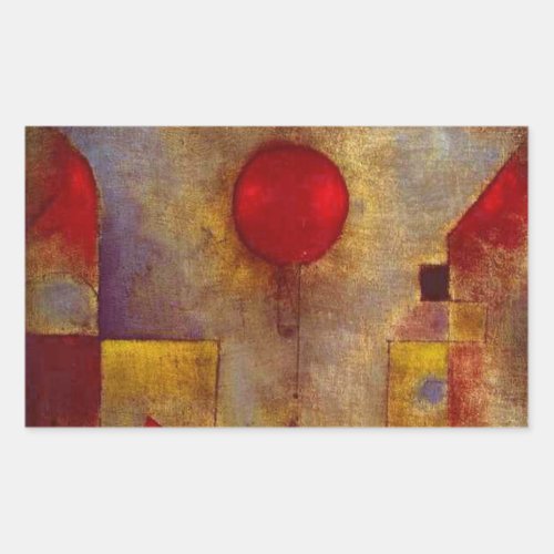 Paul Klee Red Balloon Abstract Colorful Art  Rectangular Sticker
