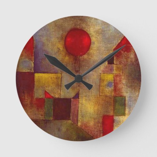 Paul Klee Red Balloon Abstract Colorful Art  Round Clock