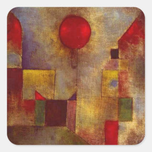 Paul Klee Red Balloon Abstract Colorful Art Square Sticker