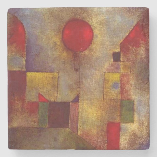 Paul Klee Red Balloon Abstract Colorful Art  Stone Coaster (Front)