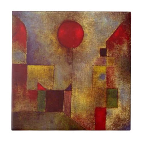 Paul Klee Red Balloon Abstract Colorful Art  Tile