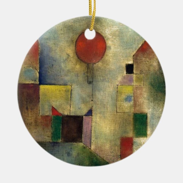 Paul Klee Red Balloon Ceramic Ornament (Front)