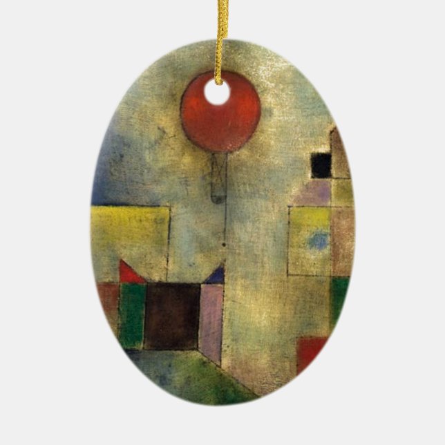 Paul Klee Red Balloon Ceramic Ornament (Front)