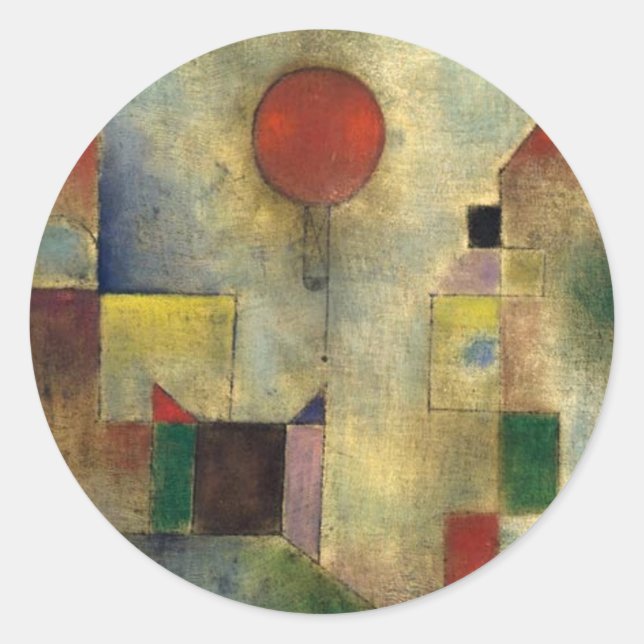 Paul Klee Red Balloon Classic Round Sticker (Front)