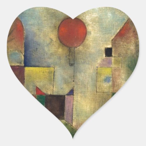 Paul Klee Red Balloon Heart Sticker