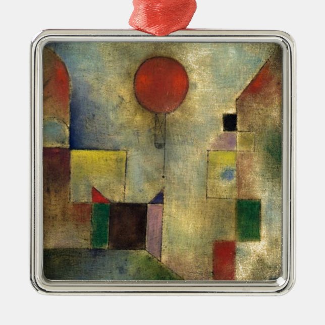 Paul Klee Red Balloon Metal Ornament (Front)