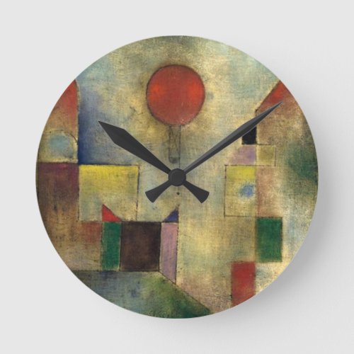 Paul Klee Red Balloon Round Clock