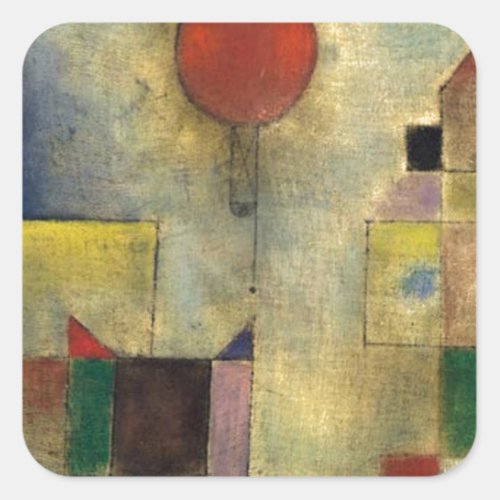 Paul Klee Red Balloon Square Sticker