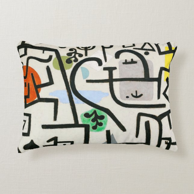 Paul Klee Rich Harbor Abstract Expressionism Accent Pillow (Front)
