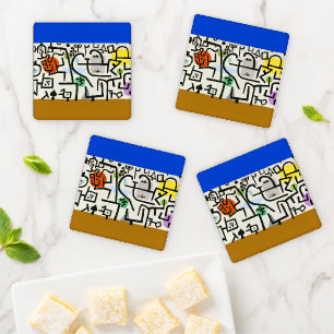 Paul Klee Rich Harbor Abstract Expressionism Coaster Set