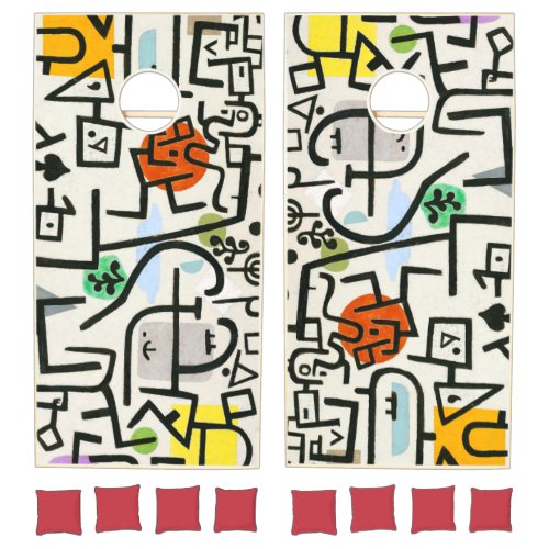 Paul Klee Rich Harbor Abstract Expressionism Cornhole Set