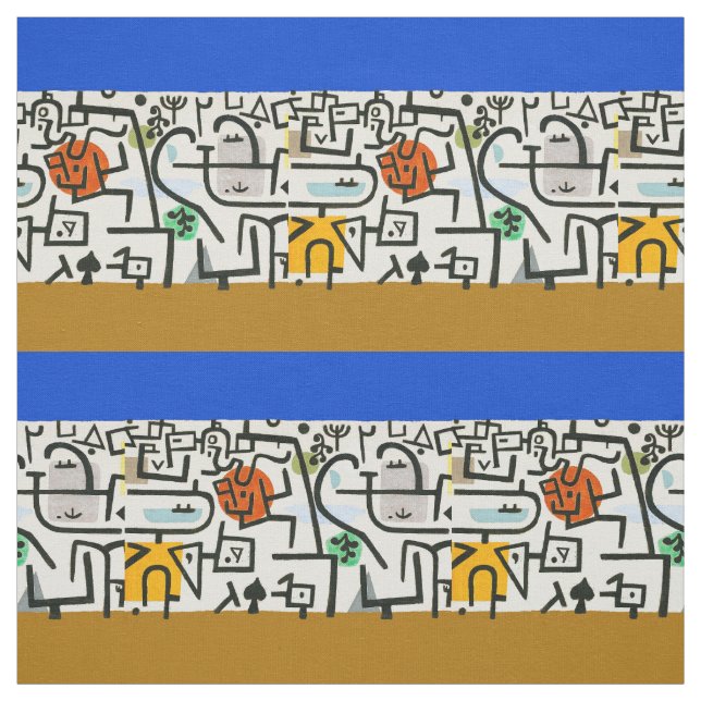 Paul Klee Rich Harbor Abstract Expressionism Fabric (Swatch)