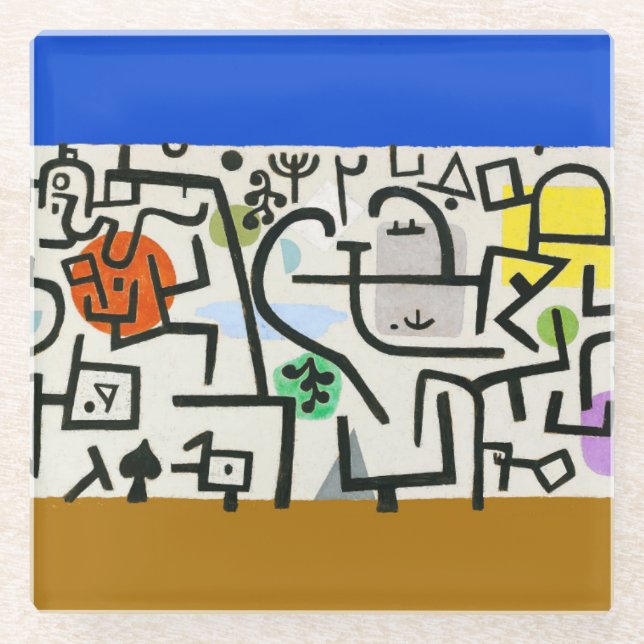 Paul Klee Rich Harbor Abstract Expressionism Glass Coaster (Front)