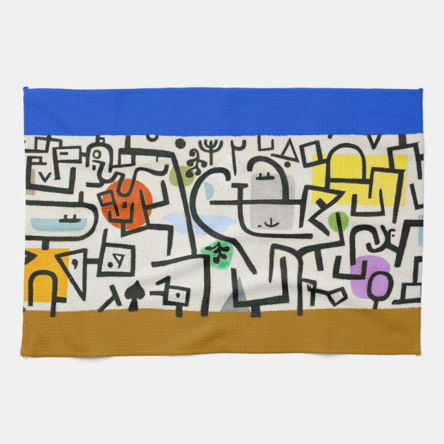 Paul Klee Rich Harbor Abstract Expressionism Kitchen Towel (Horizontal)