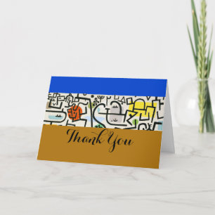 Paul Klee Rich Harbor Abstract Expressionism Letterpress Thank You Card