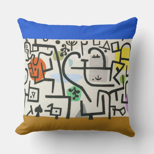 Paul Klee Rich Harbor Abstract Expressionism Outdoor Pillow (Front)