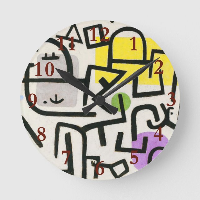 Paul Klee Rich Harbor Abstract Expressionism Round Clock (Front)