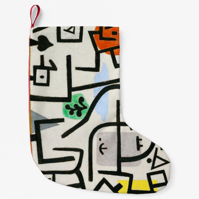 Paul Klee Rich Harbor Abstract Expressionism Small Christmas Stocking (Front)