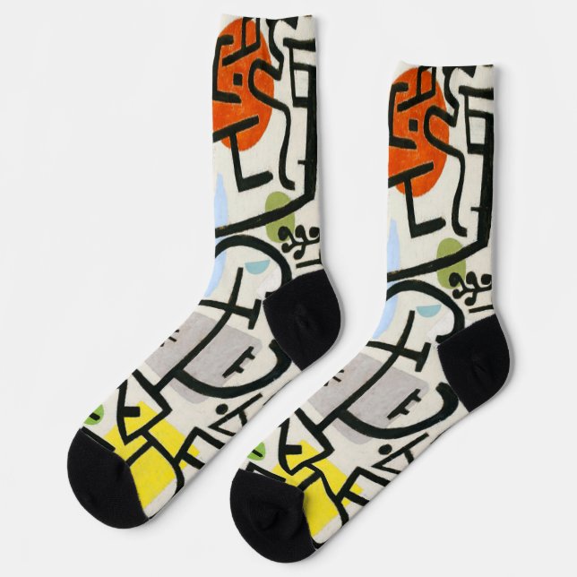 Paul Klee Rich Harbor Abstract Expressionism Socks (Left)