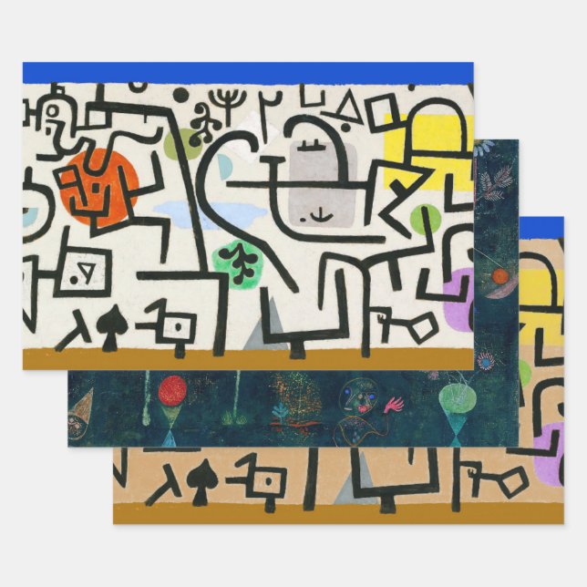 Paul Klee Rich Harbor Abstract Expressionism Wrapping Paper Sheets (Set)